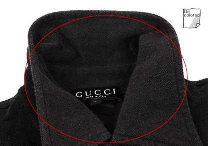 GUCCI Pique Point Embroidered Polo Shirt Navy Size S