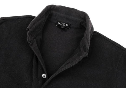 GUCCI Pique Point Embroidered Polo Shirt Navy Size S