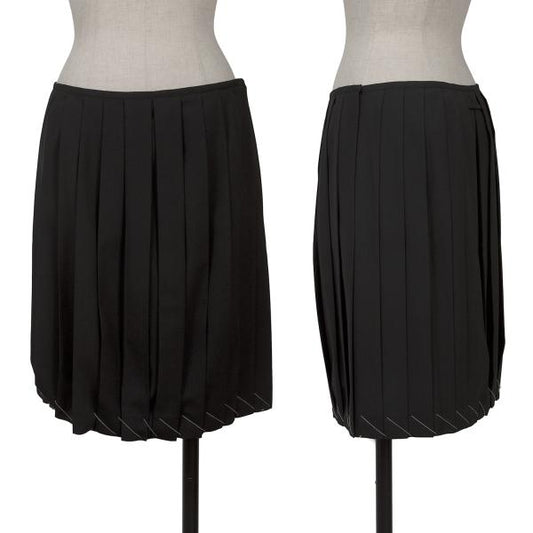 Jean Paul GAULTIER FEMME Wool Pleated Skirt Black Size 40