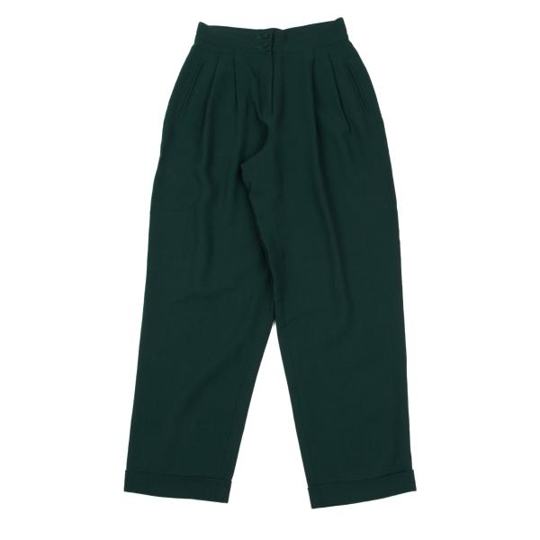 FENDI Wool Two-Pleat Double Hem Pants Dark Green Size 42