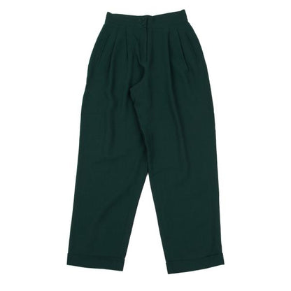 FENDI Wool Two-Pleat Double Hem Pants Dark Green Size 42
