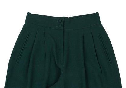 FENDI Wool Two-Pleat Double Hem Pants Dark Green Size 42