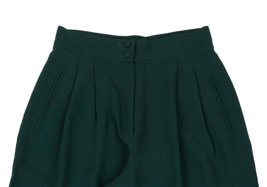 FENDI Wool Two-Pleat Double Hem Pants Dark Green Size 42