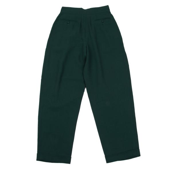 FENDI Wool Two-Pleat Double Hem Pants Dark Green Size 42