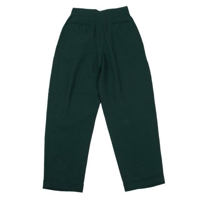 FENDI Wool Two-Pleat Double Hem Pants Dark Green Size 42