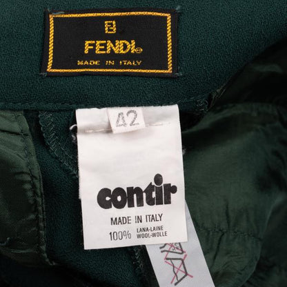 FENDI Wool Two-Pleat Double Hem Pants Dark Green Size 42