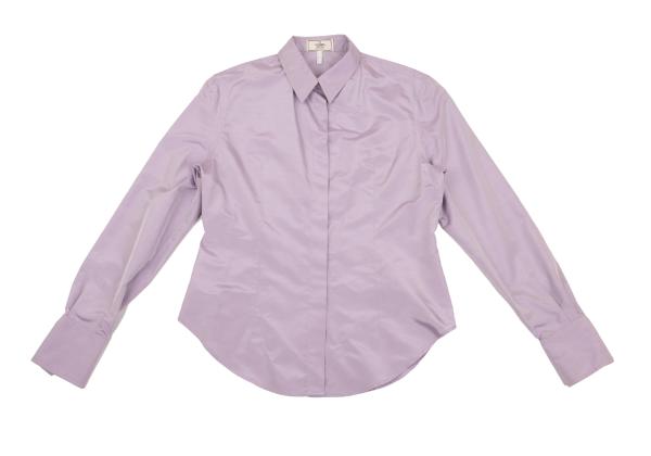 FENDI Silk Blend Fly-Front Long Sleeve Shirt Lilac Size 44