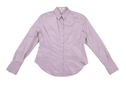 FENDI Silk Blend Fly-Front Long Sleeve Shirt Lilac Size 44
