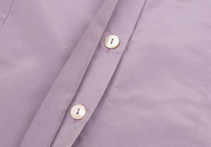 FENDI Silk Blend Fly-Front Long Sleeve Shirt Lilac Size 44