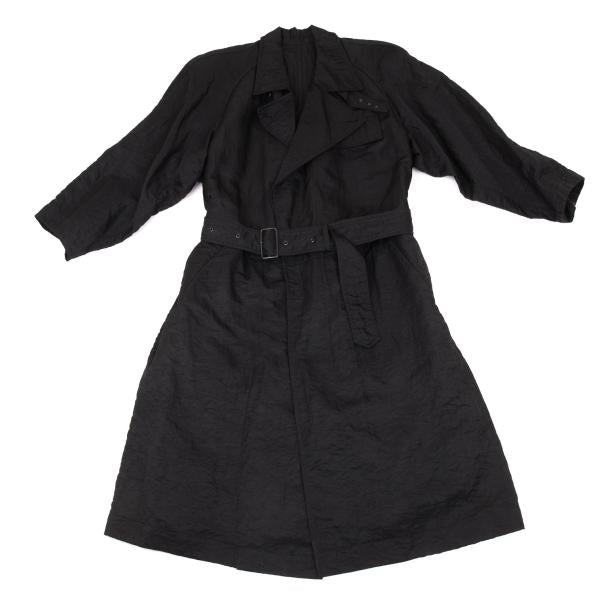 ISSEY MIYAKE MEN Nylon Wrinkle Raglan Long Coat Black Size M