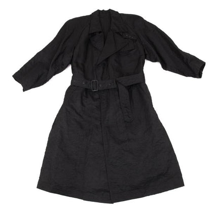 ISSEY MIYAKE MEN Nylon Wrinkle Raglan Long Coat Black Size M