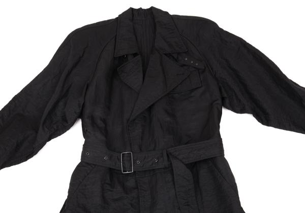 ISSEY MIYAKE MEN Nylon Wrinkle Raglan Long Coat Black Size M