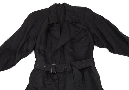 ISSEY MIYAKE MEN Nylon Wrinkle Raglan Long Coat Black Size M