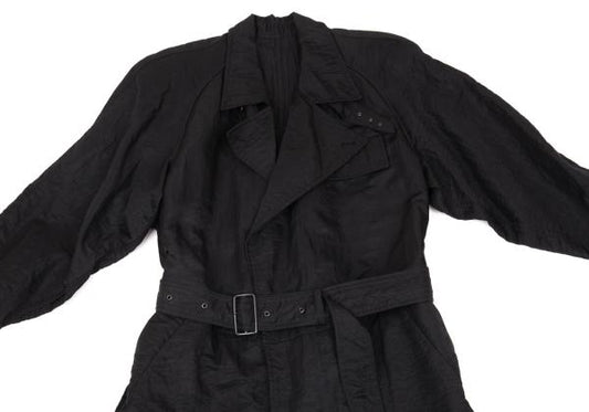 ISSEY MIYAKE MEN Nylon Wrinkle Raglan Long Coat Black Size M