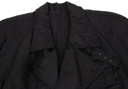 ISSEY MIYAKE MEN Nylon Wrinkle Raglan Long Coat Black Size M