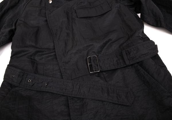 ISSEY MIYAKE MEN Nylon Wrinkle Raglan Long Coat Black Size M