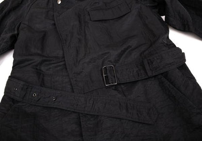 ISSEY MIYAKE MEN Nylon Wrinkle Raglan Long Coat Black Size M
