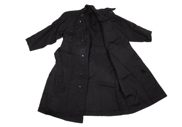 ISSEY MIYAKE MEN Nylon Wrinkle Raglan Long Coat Black Size M
