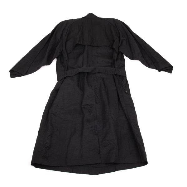 ISSEY MIYAKE MEN Nylon Wrinkle Raglan Long Coat Black Size M