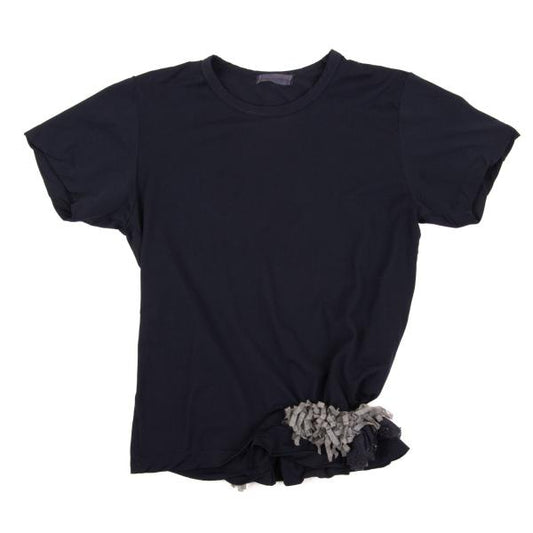 COMME des GARCONS Garment Dyed Fringe T-Shirt Navy Size M