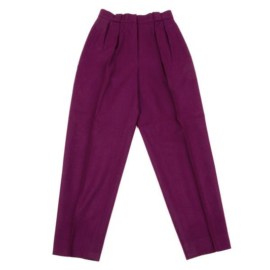 Christian Dior Purple Wool Two-Tuck Tapered Pants Size L