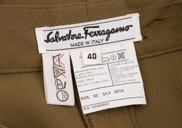 Salvatore Ferragamo Brown Silk Three-Tuck Pants Size 40