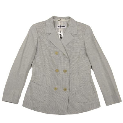 JIL SANDER Rayon Blend Double-Breasted Jacket Gray Size 38