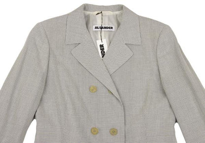 JIL SANDER Rayon Blend Double-Breasted Jacket Gray Size 38