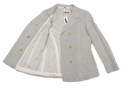 JIL SANDER Rayon Blend Double-Breasted Jacket Gray Size 38