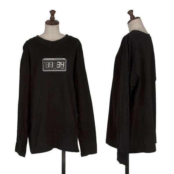 LIMI feu Oversized Clock Print Long Sleeve Tee Black Size 2