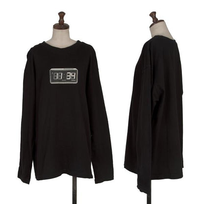 LIMI feu Oversized Clock Print Long Sleeve Tee Black Size 2