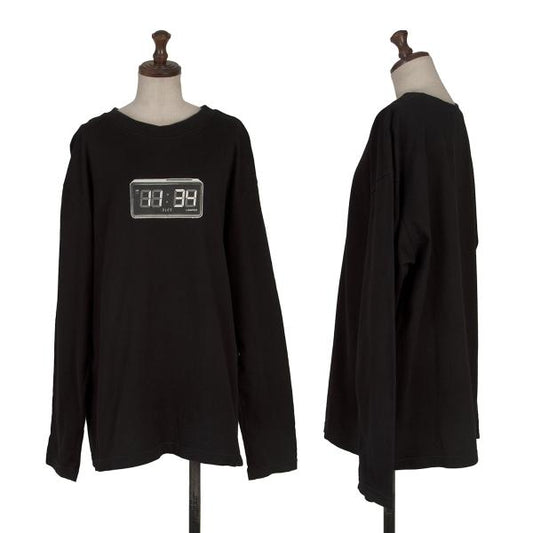 LIMI feu Oversized Clock Print Long Sleeve Tee Black Size 2