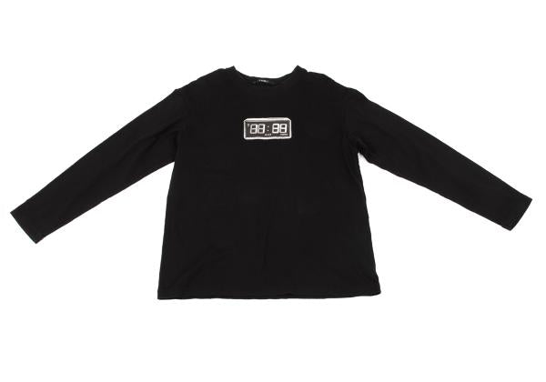 LIMI feu Oversized Clock Print Long Sleeve Tee Black Size 2