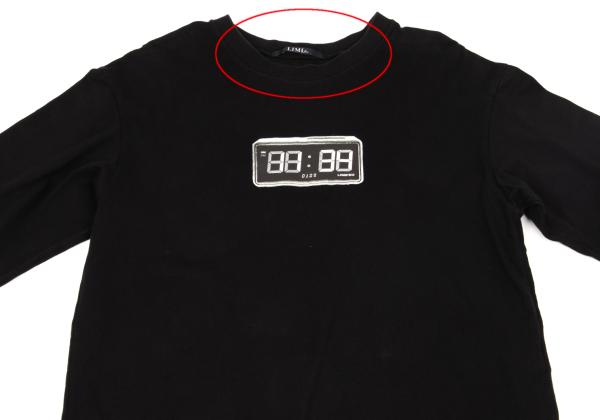 LIMI feu Oversized Clock Print Long Sleeve Tee Black Size 2