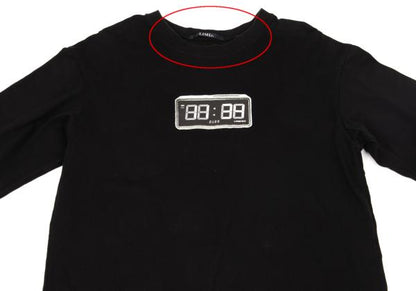 LIMI feu Oversized Clock Print Long Sleeve Tee Black Size 2
