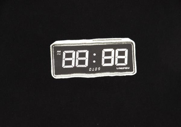 LIMI feu Oversized Clock Print Long Sleeve Tee Black Size 2