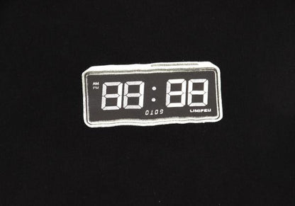 LIMI feu Oversized Clock Print Long Sleeve Tee Black Size 2