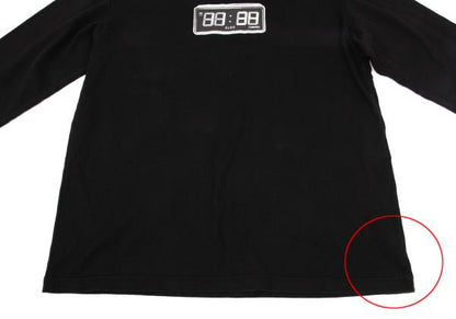 LIMI feu Oversized Clock Print Long Sleeve Tee Black Size 2