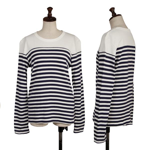 COMME des GARCONS Cotton Border Long White Navy Size L