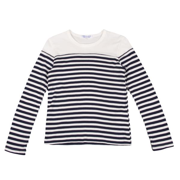 COMME des GARCONS Cotton Border Long White Navy Size L