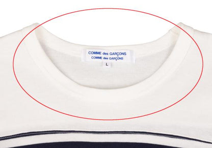 COMME des GARCONS Cotton Border Long White Navy Size L