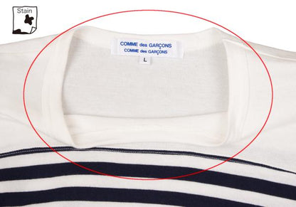 COMME des GARCONS Cotton Border Long White Navy Size L