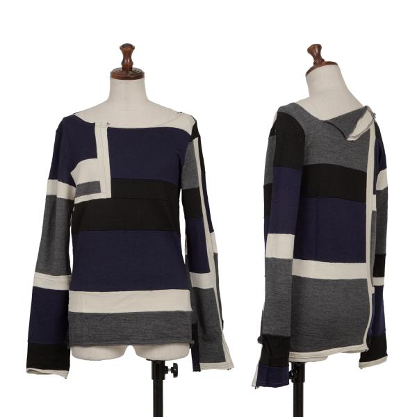 COMME des GARCONS Prod Wash Patchwork Sweater Blue Size M