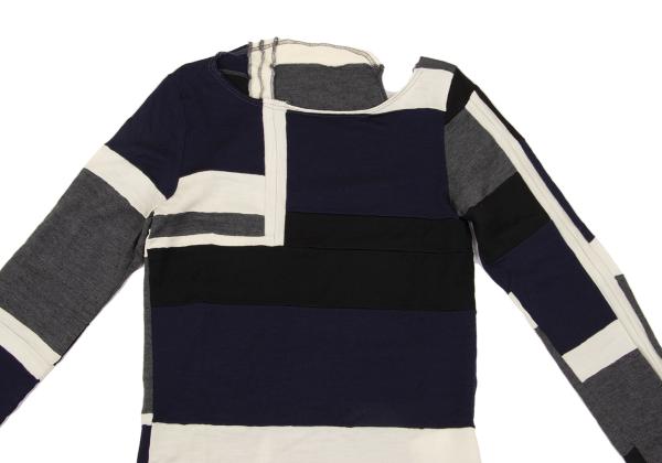 COMME des GARCONS Prod Wash Patchwork Sweater Blue Size M