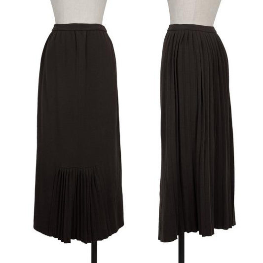 Yohji Yamamoto FEMME Wool Pleated Panel Dark Brown Skirt Size S
