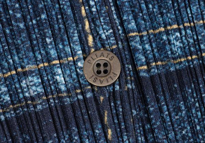 PLEATS PLEASE Denim Transfer Print Jacket Blue Size 3