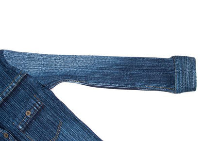 PLEATS PLEASE Denim Transfer Print Jacket Blue Size 3
