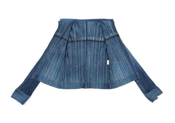 PLEATS PLEASE Denim Transfer Print Jacket Blue Size 3