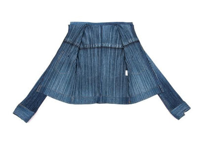 PLEATS PLEASE Denim Transfer Print Jacket Blue Size 3
