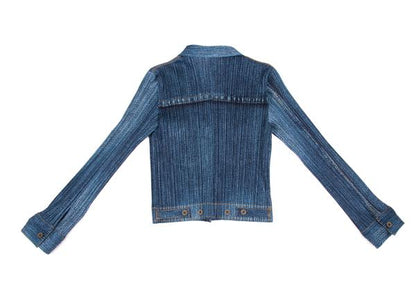 PLEATS PLEASE Denim Transfer Print Jacket Blue Size 3
